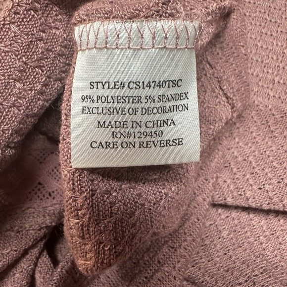 COMO Vintage Crimson Ruffle Short Sleeve Blouse Size Small Stretch Crochet Lace - Picture 6 of 10